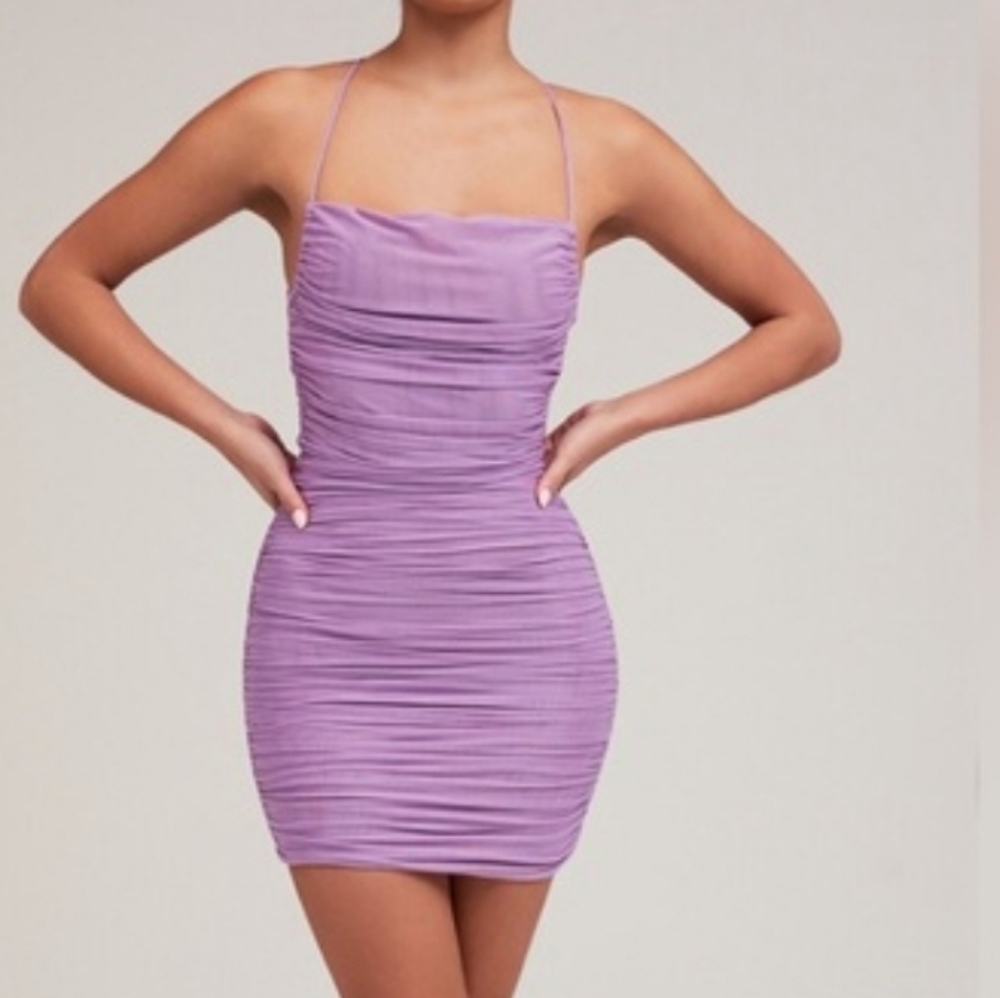Mistress Rocks Nightshade Ruched Bodycon Lilac Dress NWT SzM